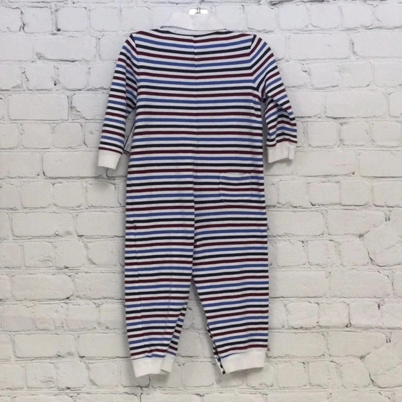 Janie & Jack 12-18M Striped Button Long Sleeve Romper - Picture 7 of 8